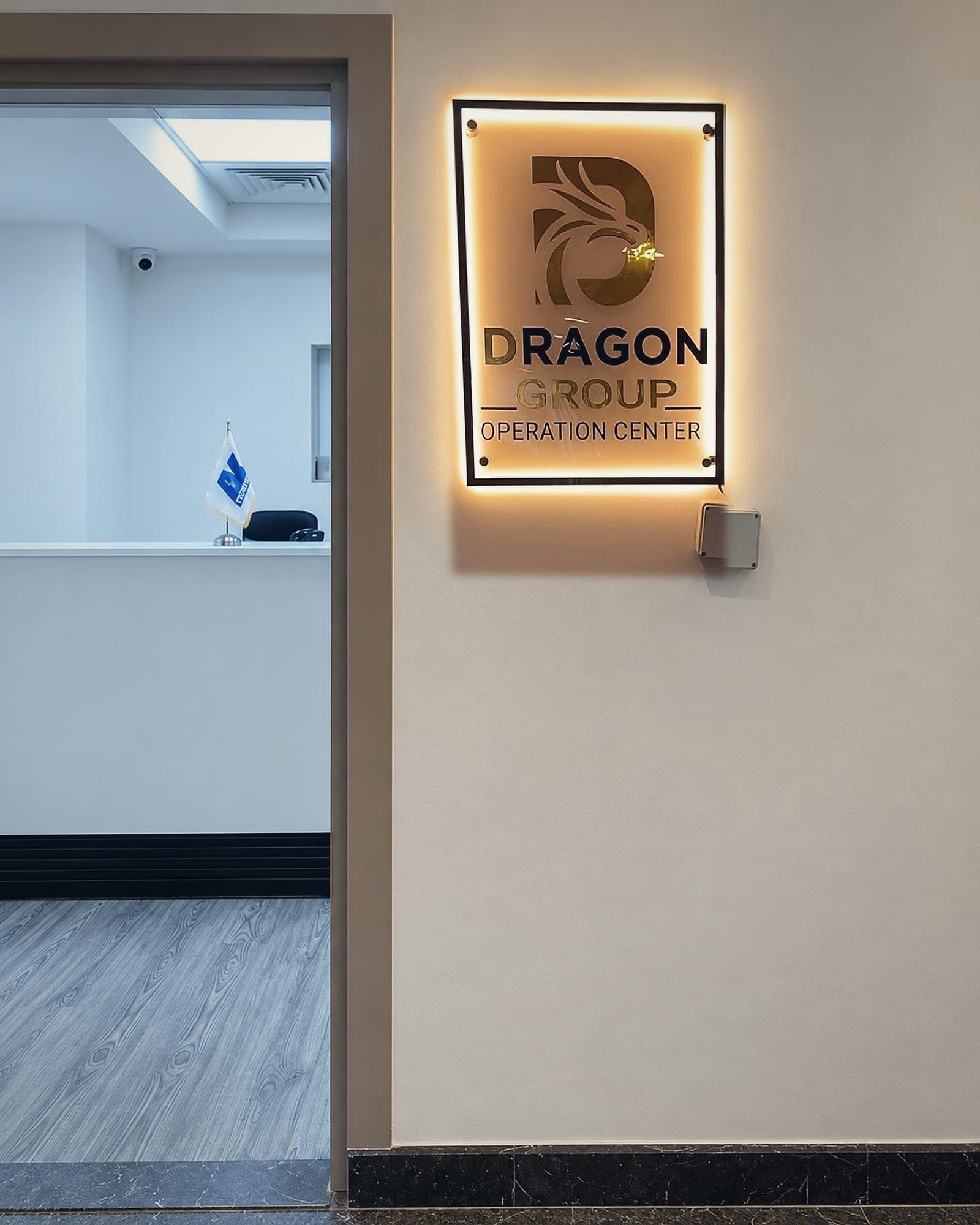 Lit sign, installed