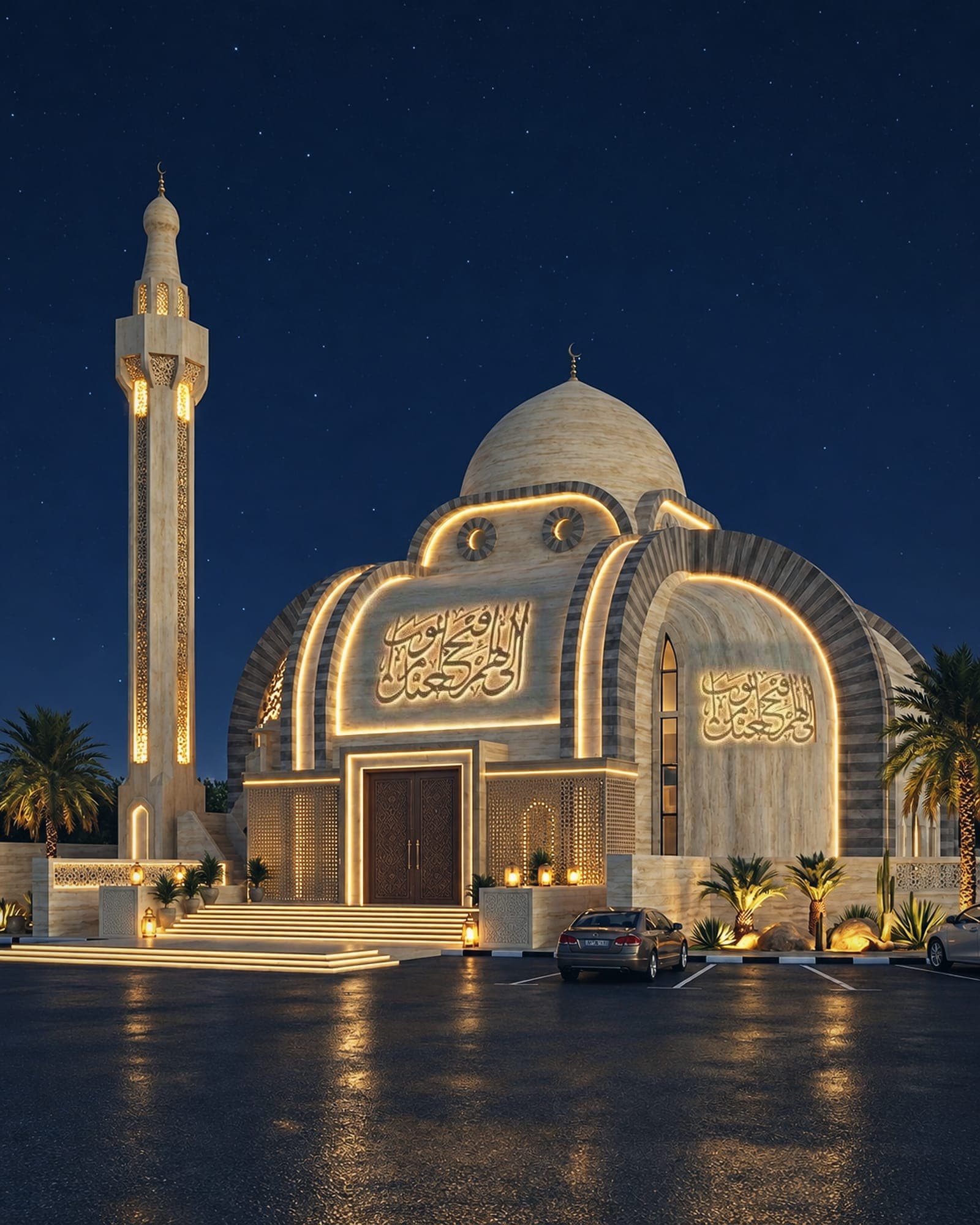Entrance at night