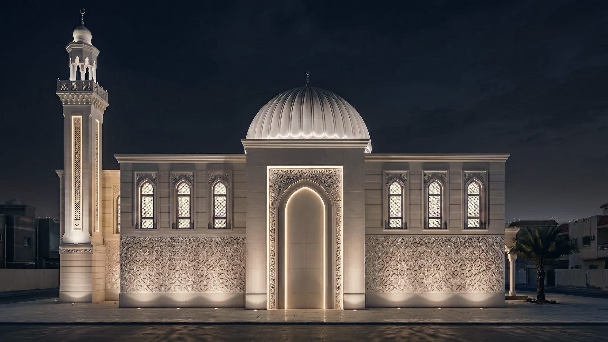 Side elevation at night